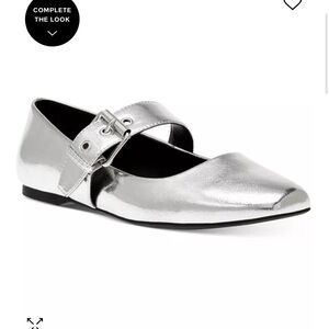 DV Dolce Vita Women's Mellie Buckle Strap Mary Jane Flats in silver